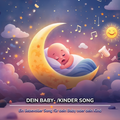 Illustration eines schlafenden Babys auf einer Mondsichel mit Musiknoten – personalisierter Baby- und Kindersong von SongForYou als liebevolles Geschenk zur Geburt oder Taufe